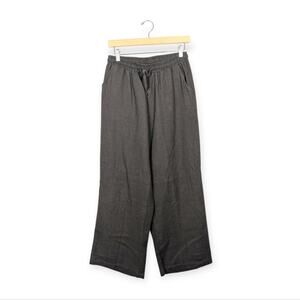 Ecupper Grey Linen Elastic Waist Wide Leg Ankle Lagenlook Pants Size M